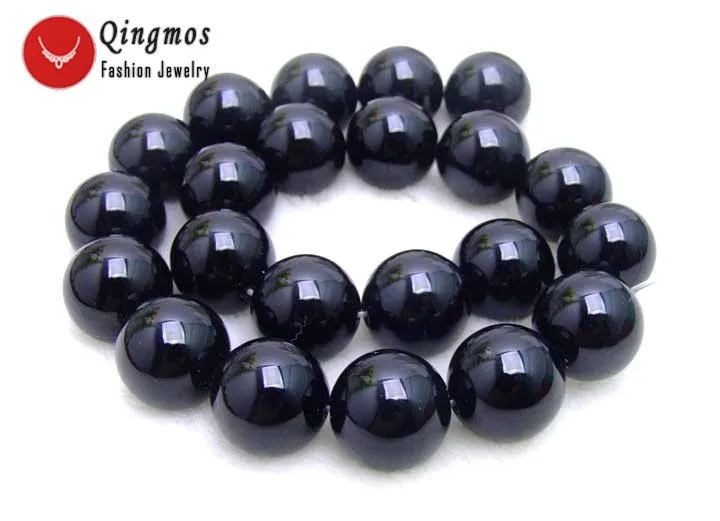 

Qingmos 6mm Round Natural Black Agates Loose Beads for Jewelry Making DIY Necklace Bracelet 15" Gem Stone Strands los384