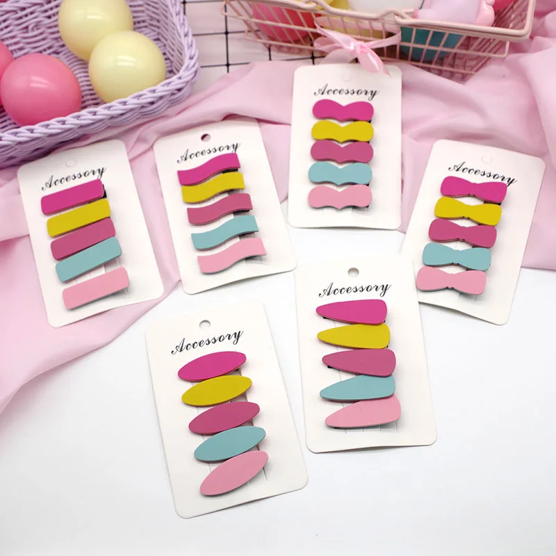 WPCZQVZA 5Pcs/Set Macaron Color Girls Bow Tie Hair Clips Children Cute Pins Hot Sales Accessories For Birthday Gift | Детская одежда и