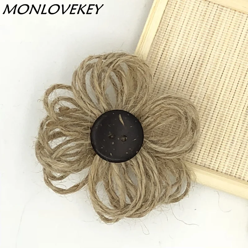 10 шт./лот натуральный джут джутовая ткань мешочная с цветочным рисунком и