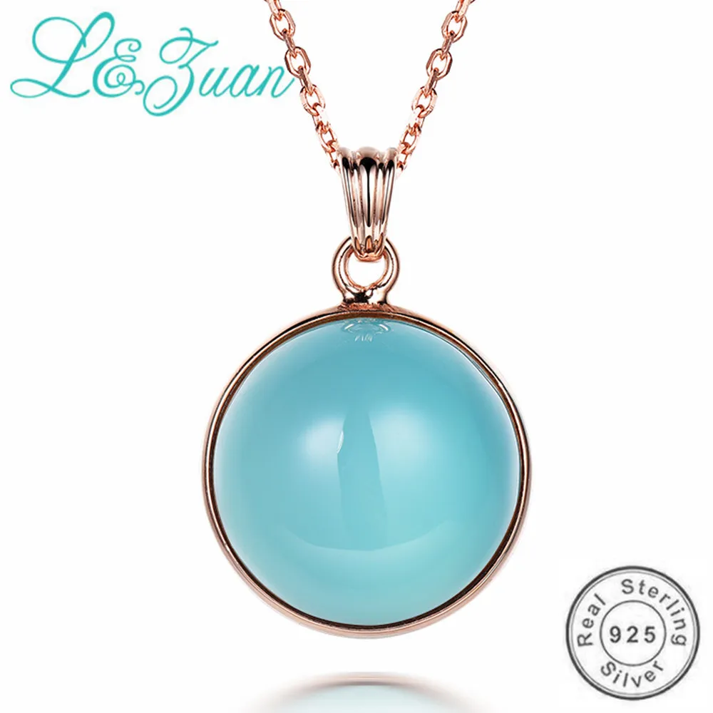 Кулон из серебра 925 пробы под розовое золото с натуральным халцедоном|pendant blue|pendants