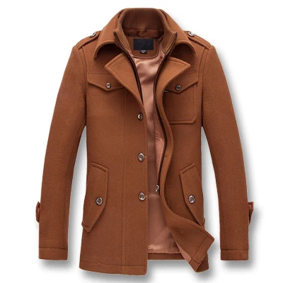 Brown ISurvivor, мужские осенние зимние шерстяные парки, куртки, пальто, Jaqueta Masculina, мужские повседневные Модные приталенные куртки на молнии для мужчин - Цвет: Brown