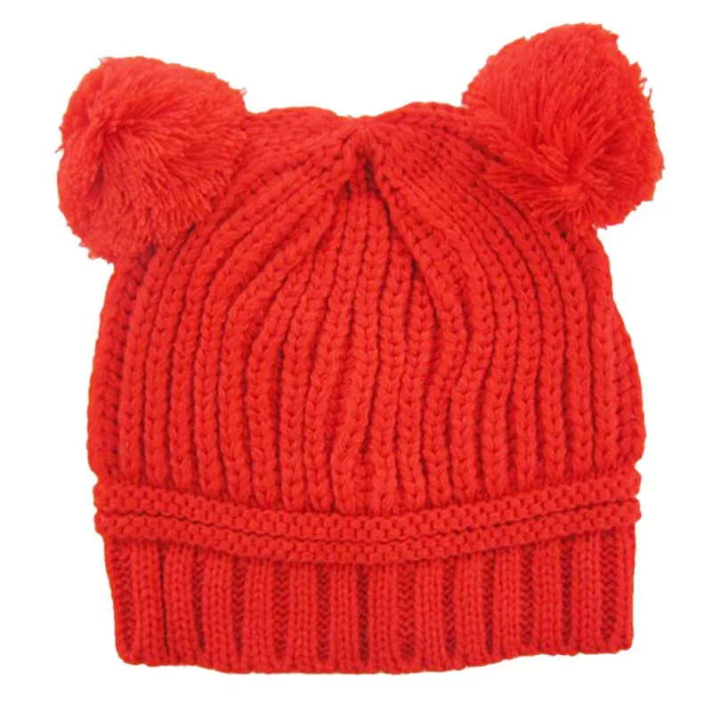 Зимняя теплая вязаная крючком шапка для девочек и мальчиков с двумя шариками из