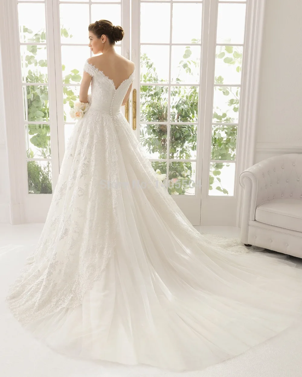 8A Line V Neck Beaded Sequin Fold Lace Beading pleats Pleated Backless Bridal Gowns Tulle sheer 2015 New Arrival Homecoming | Свадьбы и