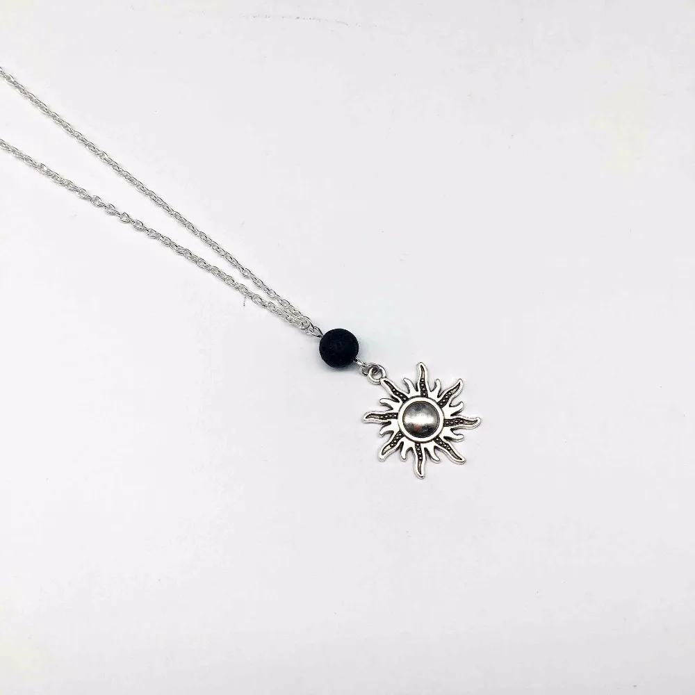1 шт. Черная Лава камень диффузор цепочка ожерелье эфирное масло с солнце