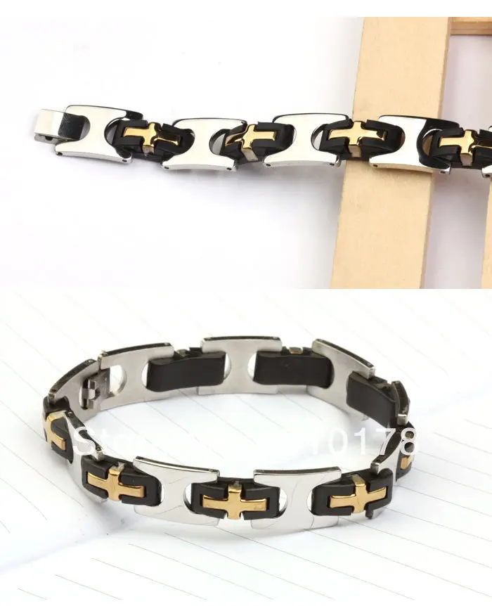 silica gel rose gold cross stainless steel bracelet bangle fashion cuff SL00035 jewelry | Украшения и аксессуары