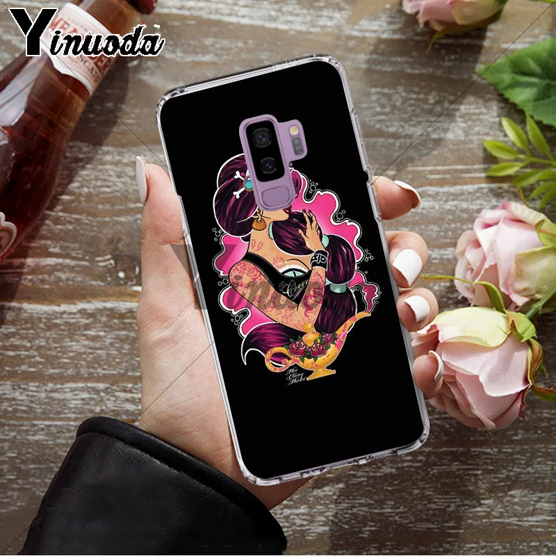 Yinuoda Татуированная принцесса Алиса Ариэль Жасмин чехол для телефона Samsung S9 plus S5 S6