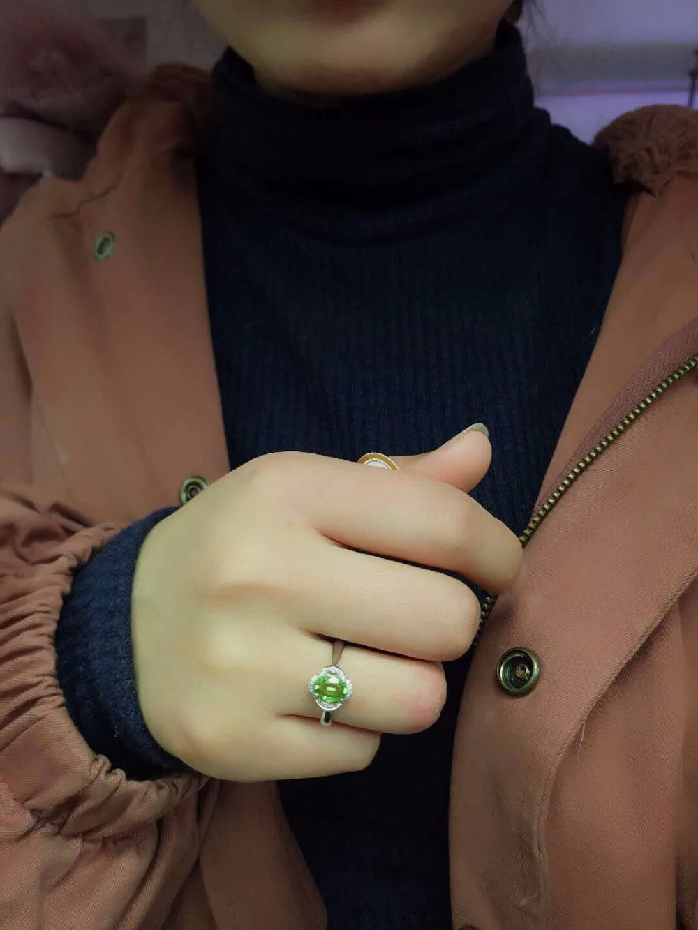Кольцо с цаворитом настоящие хорошие драгоценности 18 K золото ювелирные изделия натуральный нетепло 1.45ct цаворит драгоценные камни цавориты женские обручальные кольца