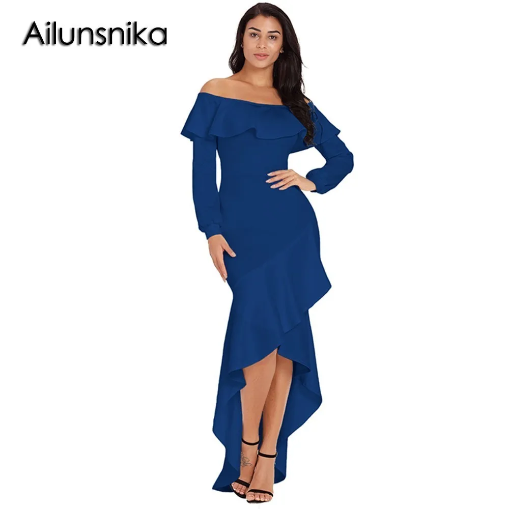 Ailunsnika 2018 элегантное женское сексуальное платье с вырезом лодочкой стильное