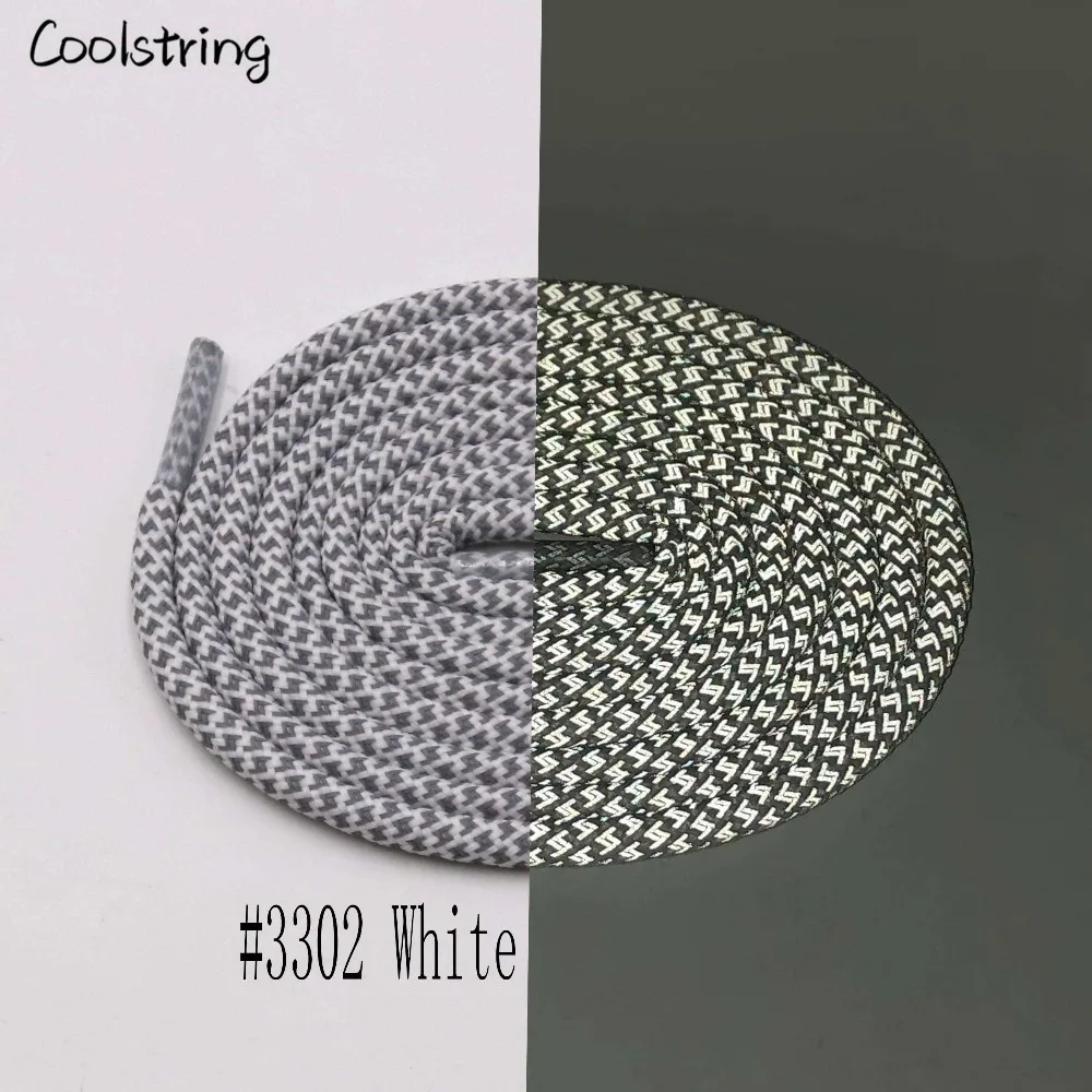 Coolstring Прохладный освещения 3M круглый светоотражающие шнурки для обуви спортивная безопасность кроссовки с шнурками ночные прогулки Бег в популярной расцветке; недостоин - Цвет: 3302	White