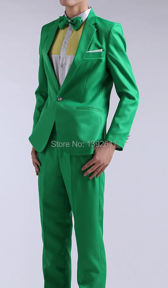 Free ship mens green/blue/yellow tuxedo suit jacket with pants not include shirt | Мужская одежда