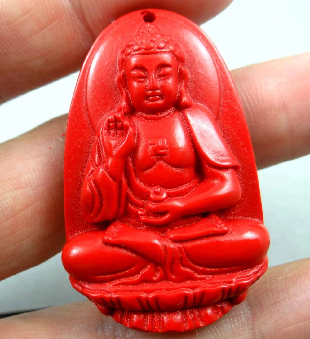 Ожерелье с подвеской в виде головы Будды красное 48*30 мм|cinnabar pendant|buddha head pendantbuddha