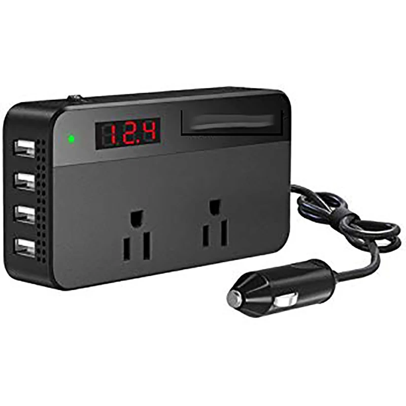 BINYEAE 200W Автомобильный инвертор постоянного тока 12V до 110V AC конвертер с 4 USB портами
