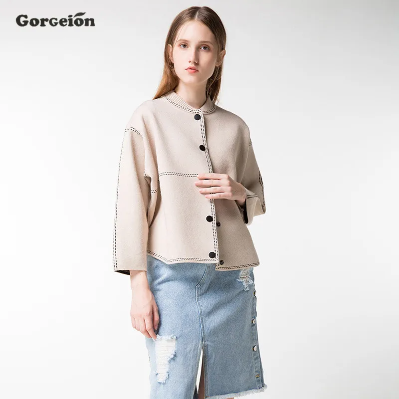Gorgeion 2017 Spring Autumn Long Sleeve Sweater Knitted Cardigan Women Female Single Button Femme Black Brown MY-02 |