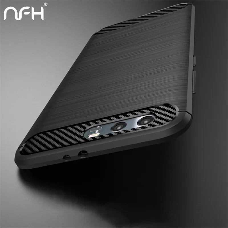 NFH Case Huawei Honor 9 Fashion Soft Silicone Phone Cases For Cover TPU Carbon Fiber Texture On |