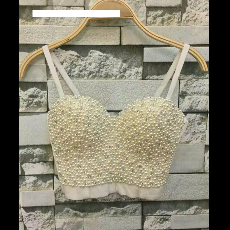 P156 Хорошее качество Белый жемчуг Bralet корсетные изделия Для женщин вечерние свадебные бюстье бюстгальтер Обрезанные топ, жилет плюс Размеры