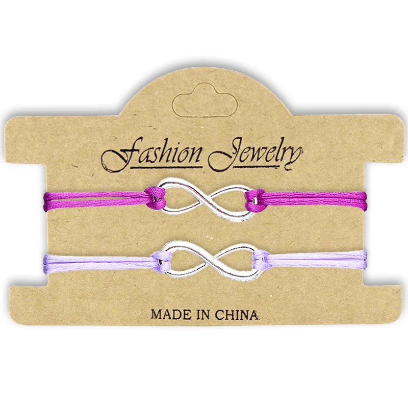 Purple Light purple Sweble новая одежда для маленькой девочки 2 шт./компл. Вместе навсегда любовь, бесконечность, браслет для любителей Красная Нить пара Браслеты, ювелирное изделие, подарок регулируемый - Окраска металла: Purple Light purple