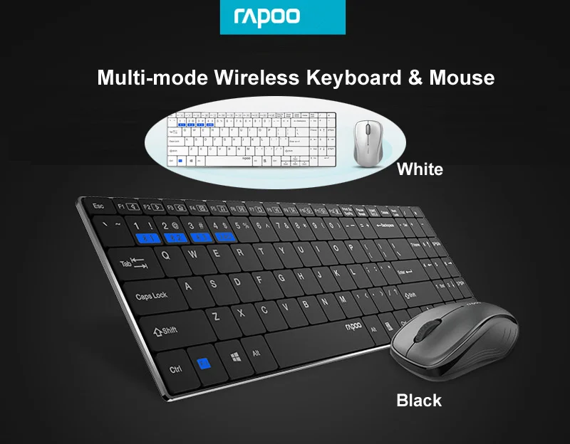 Rapoo 9060M многомодовая Бесшумная Беспроводная клавиатура мышь комбо Bluetooth 3,0/4,0 RF 2,4G переключение между 3 устройствами