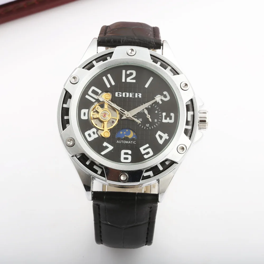 Reloj hombre GOER мужские часы Лидирующий бренд Роскошные спортивные кожаный ремешок