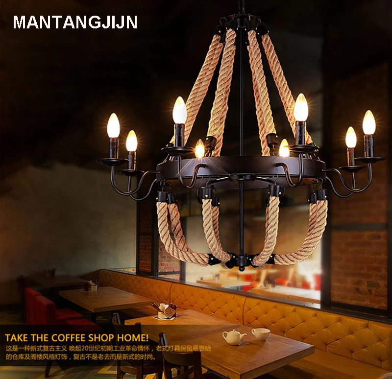 Винтажная веревочная Подвесная лампа креативный индивидуальный светильник в