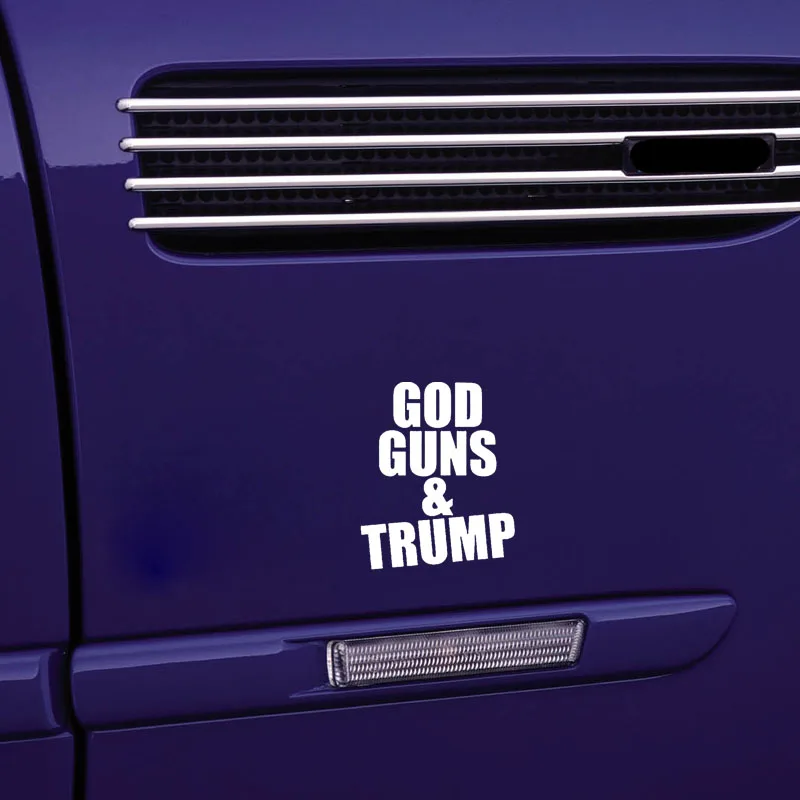 QYPF 12 см * 14 8 GOD GUNS &amp TRUMP персональный декоративный автомобильный стикер наклейка