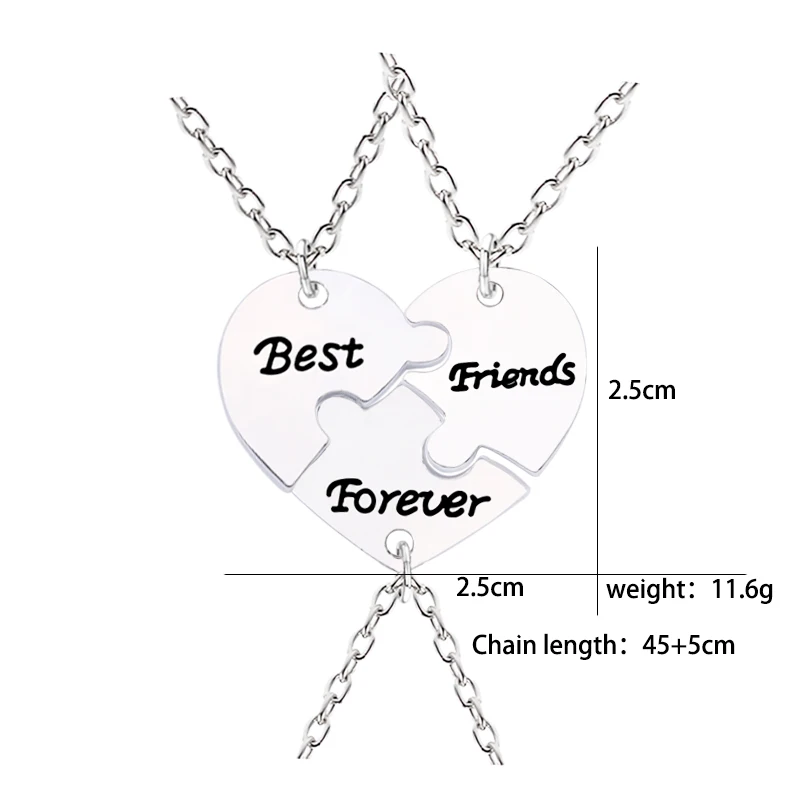 3 шт./компл. ожерелье с сердцем из персика надписью Best Friends Forever|Ожерелья подвеской|