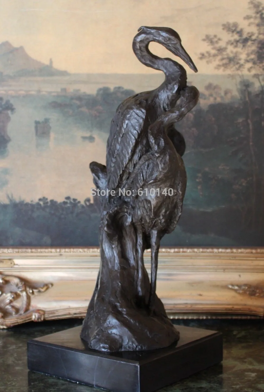 WBY Wader статуя птицы Egret журавль Heron пара короткошерстных птиц искусство бронзовые