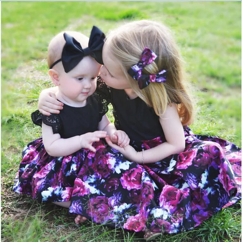 Детское платье комбинезон pudcoco новое семейное с цветочным принтом для девочек