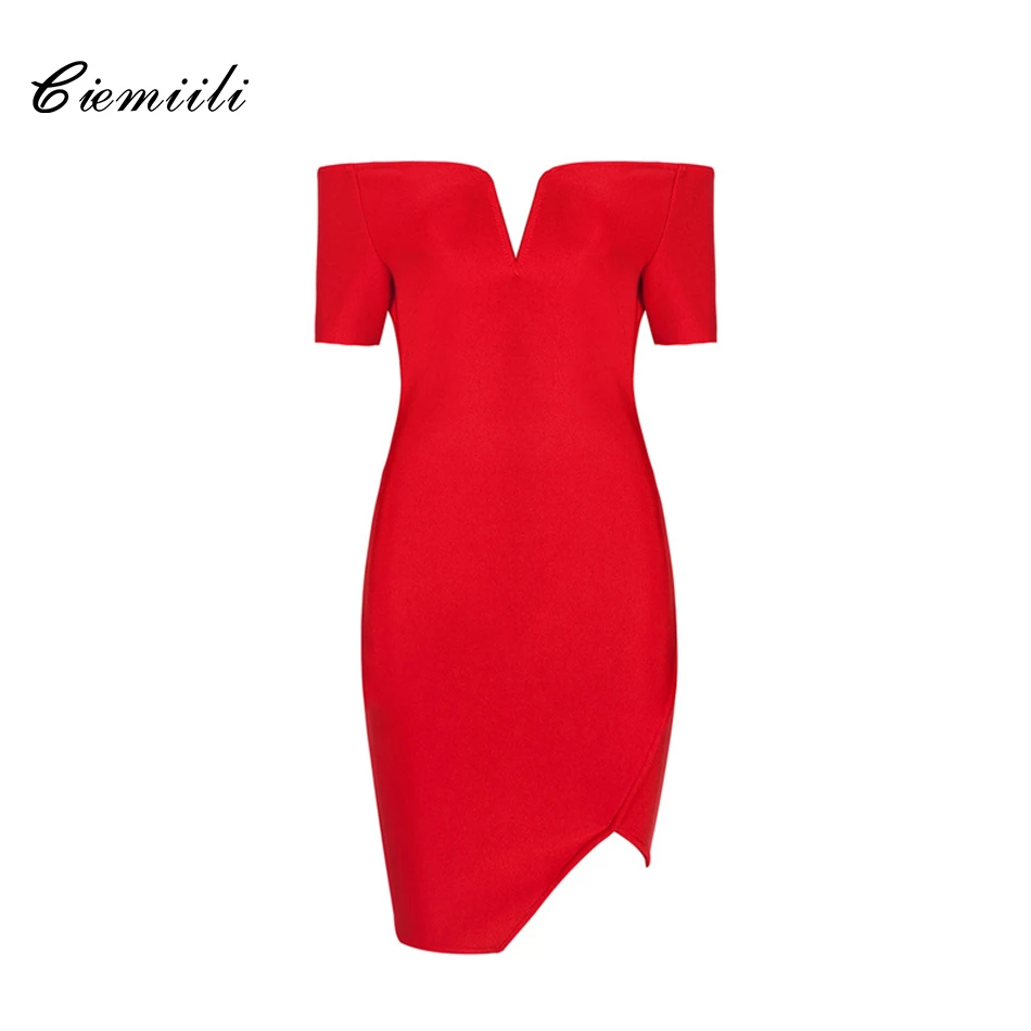 Женское Бандажное платье CIEMIILI Клубное вечернее облегающее мини с коротким
