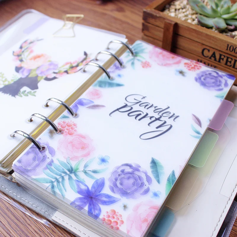 Милый мультфильм пластик 6 отверстий Спиральные Ноутбуки разделители Kawaii