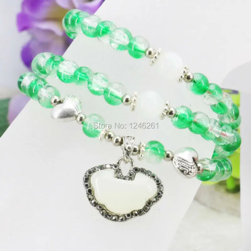 Разноцветные Модные Зеленые Браслеты в 3 ряда раньше браслет ручная цепочка 6 мм