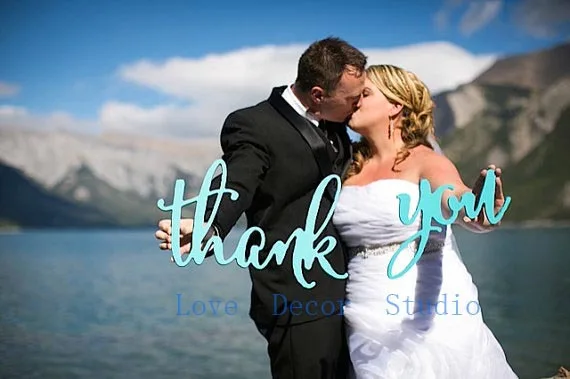 

free shipping Thank You Sign - Calligraphy Style - Wedding Signs Photo Props - Just Married Wedding Signs for Thank You Cards
