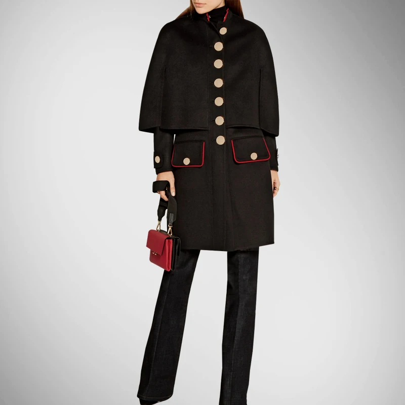 Пальто длинное однотонное кашемировое зимнее пальто европейский и большой новый