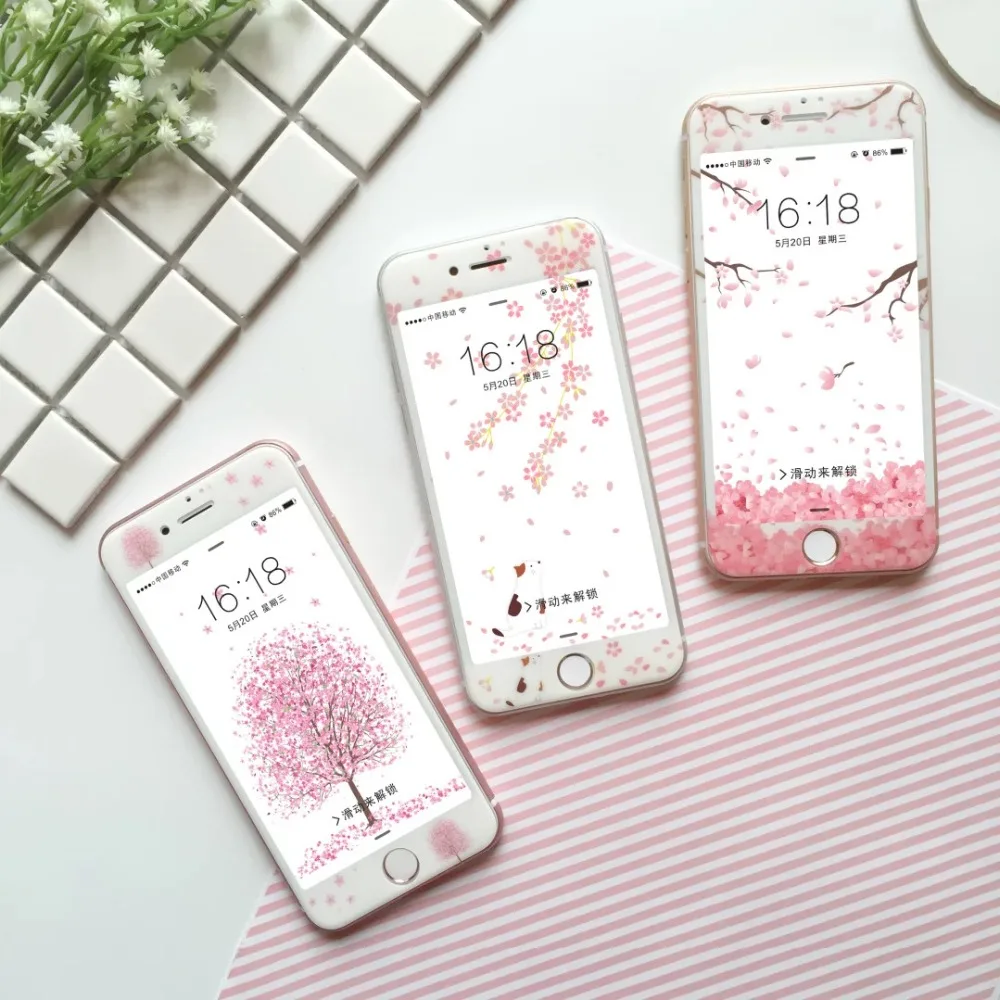 Для iphone 7 стекла красивый вишневый цветок 9 9н твердость закаленного пленка для 6 6s