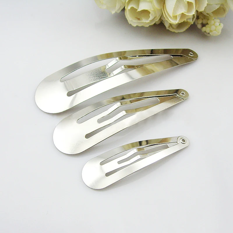 

50pcs/lot Silver Tone Snap Hair Clips 30/40/50mm Craft Bow Handmade DIY Hair Accessories for Kid Toddler Girl Hairgrip Hair Clip