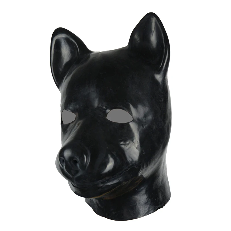 

3D mould fetish unisex latex dog mask hood rubber fetish aninal mask with back zipper dog slave hood