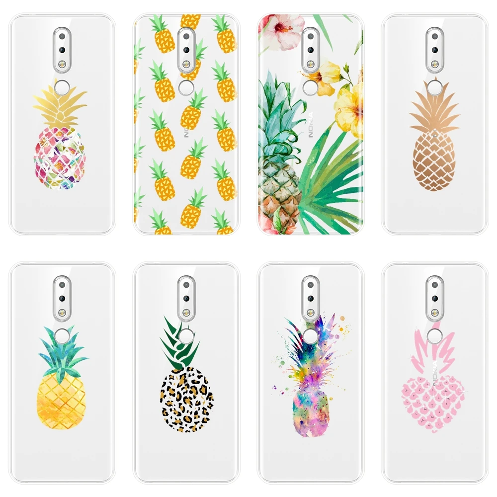 Back Cover For Nokia 2.1 3.1 5.1 6.1 7.1 Plus Cute Pineapple Heart Soft Silicone Case Phone | Мобильные телефоны и