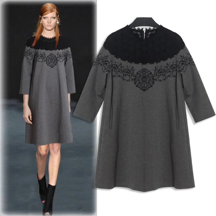 Комбинированное осеннее платье большого размера свободные платья для женщин