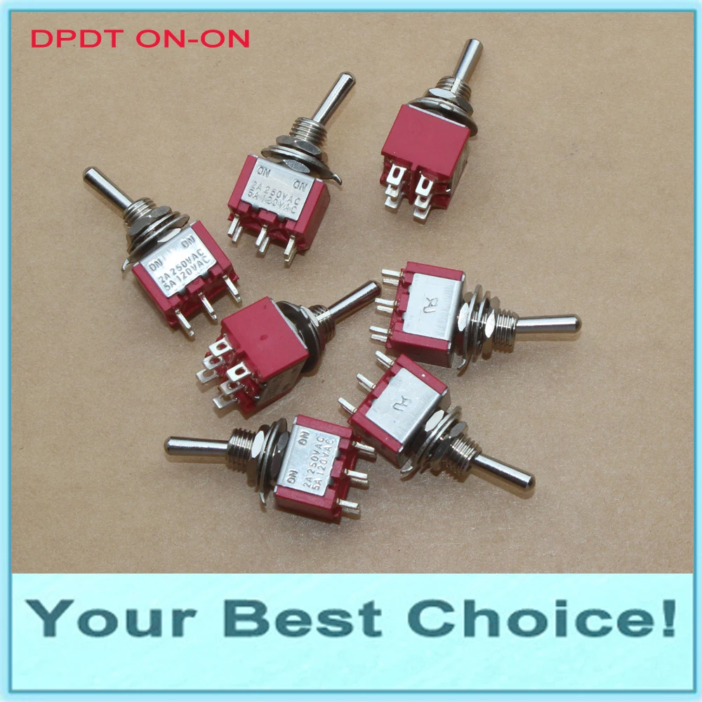 10 шт./лот DPDT 6 контактов 2 позиционный миниатюрный Кулисный тумблер 2A/250VAC 5A/125VAC|switch