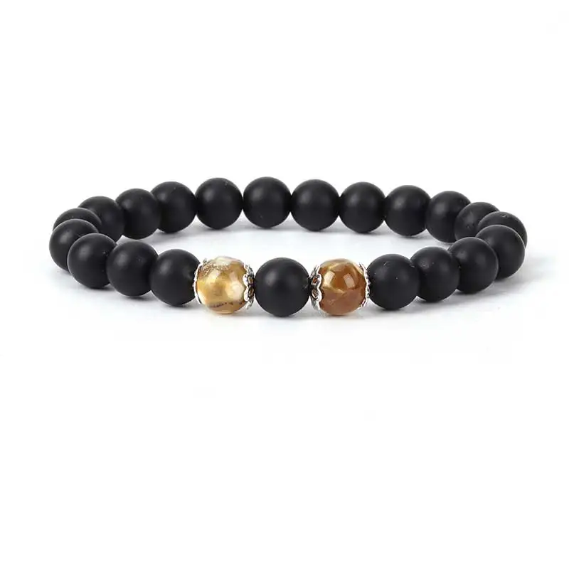 High Quality Natural Stone Bracelet Black Lava Scrub Beaded Bracelets Men Handmade For Women Prayer Elastic Rope Couple Jewelry | Украшения