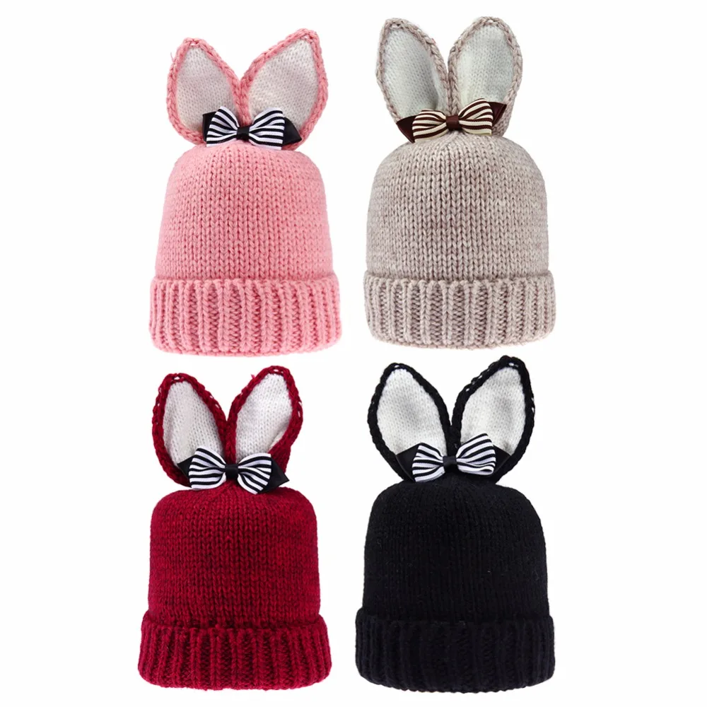 Winter Newborn Baby Hat Rabbit Ear Girls Boys Handmade Crochet Knitted Costume Soft Warm Caps Photography Props Accessories | Детская