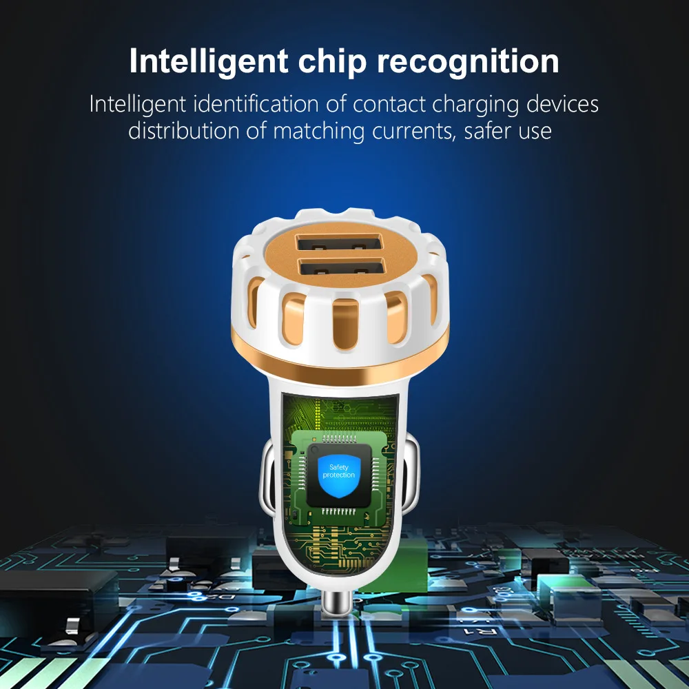 Универсальное автомобильное зарядное устройство Micro Dual USB кабель для