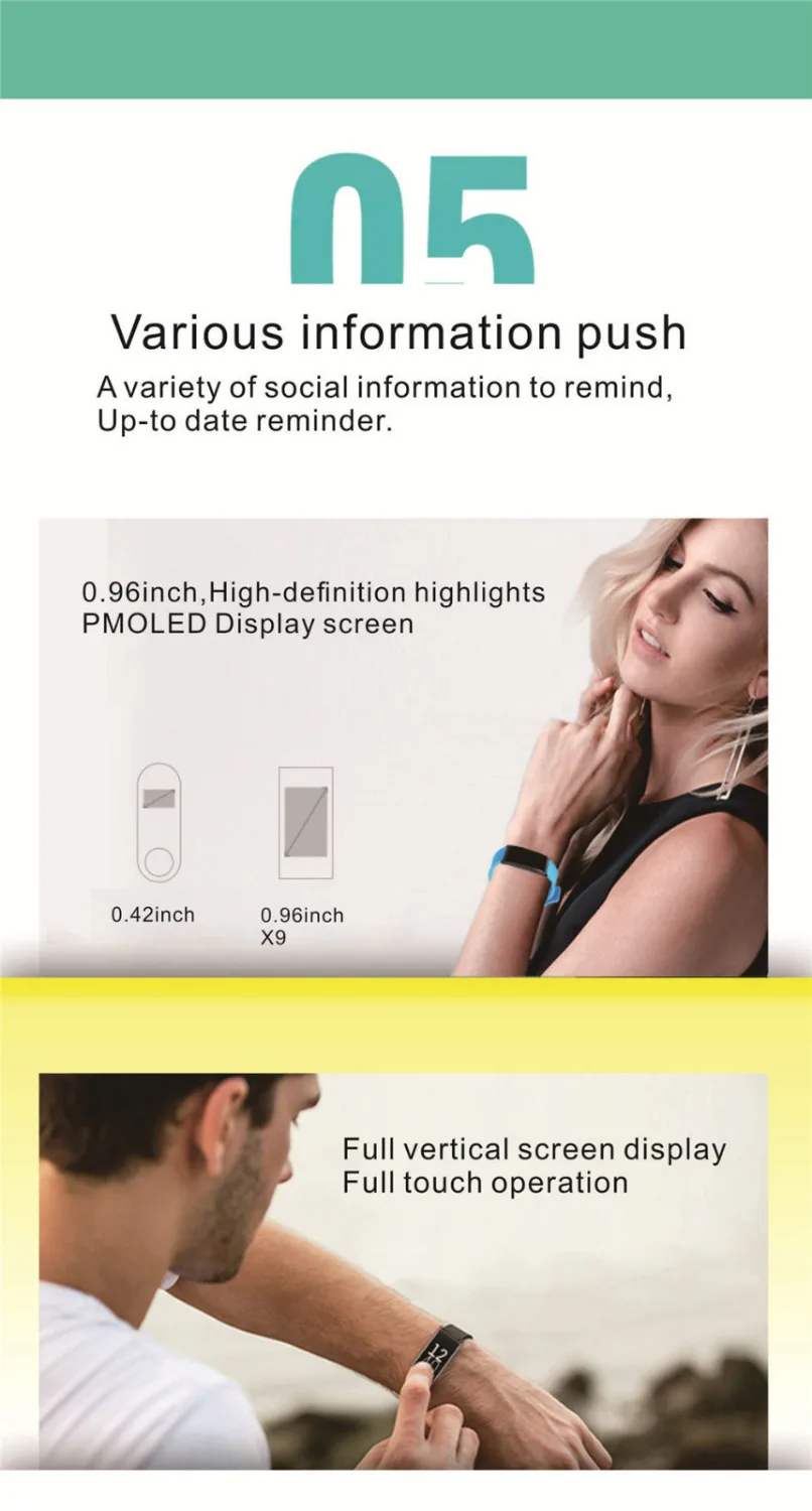 Voberry X9 Монитор Сердечного Ритма Смарт Браслет фитнес трекер smartband кровяное