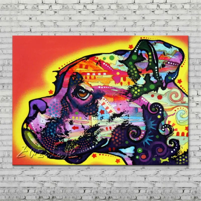 Холст принт животное Собака Картина маслом Настенная картина напечатанная на