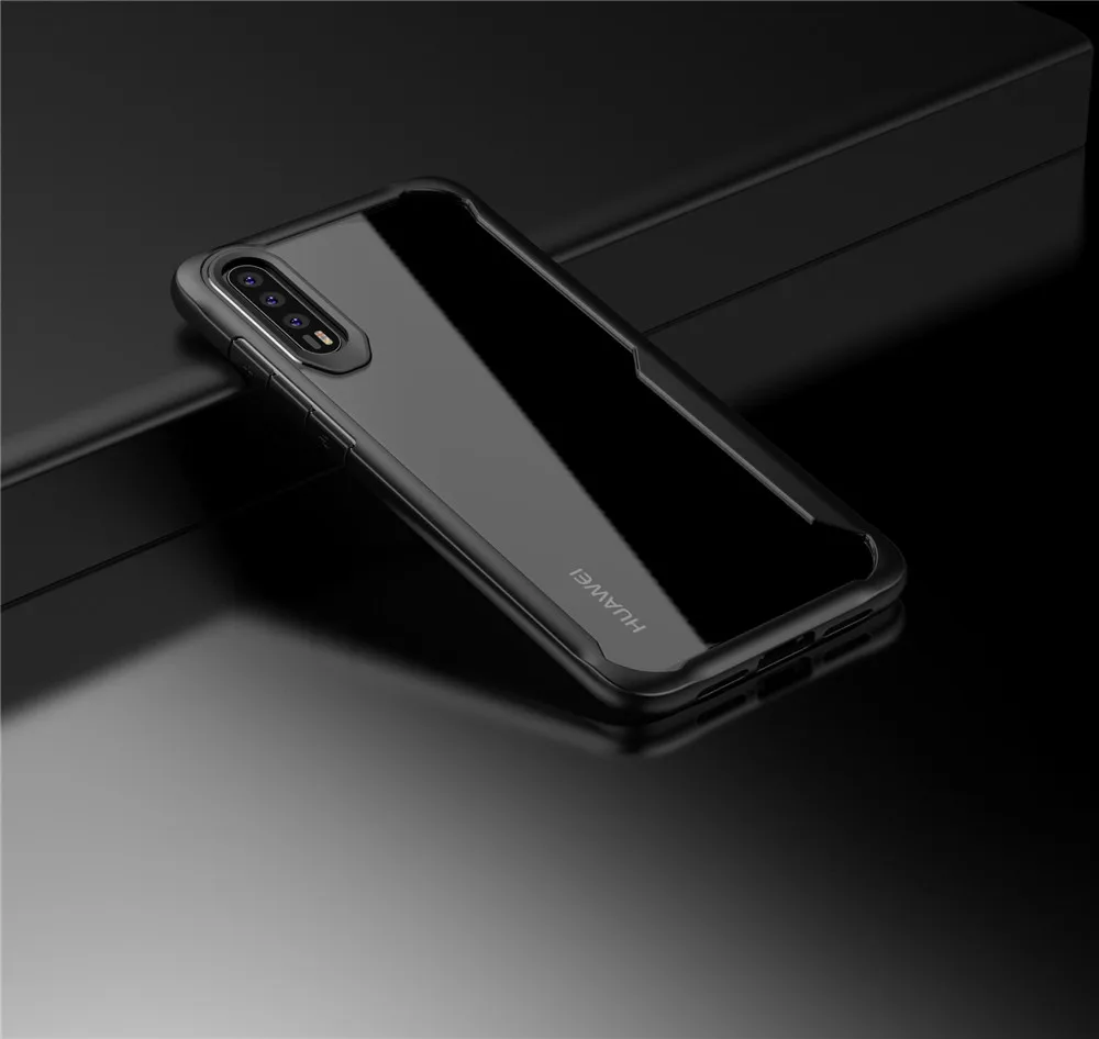 For Huawei P20 Pro lite nova 3e Phone Case Transparent drop Acrylic PC Back Soft TPU Edge Cover Clear Cases Protector |