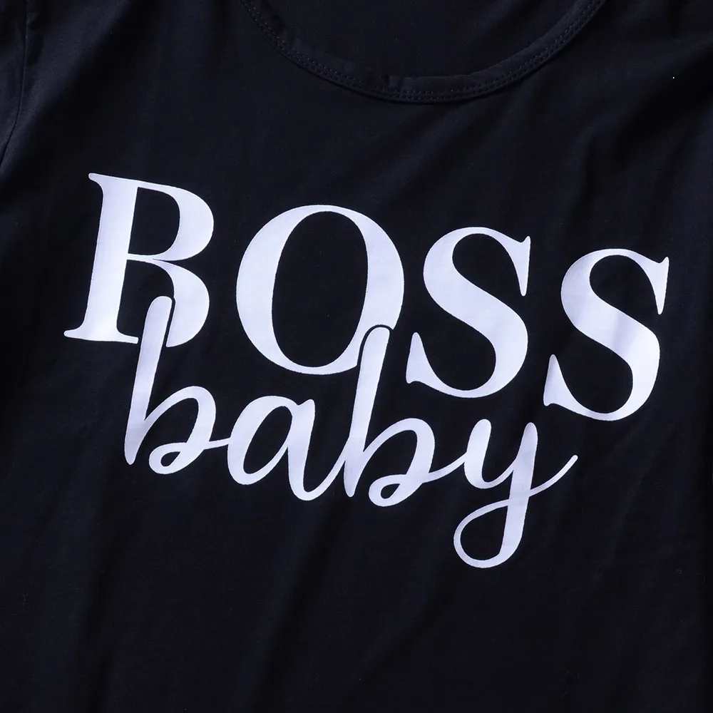 2018 летняя детская черная футболка с принтом Boss Детская коротким рукавом для