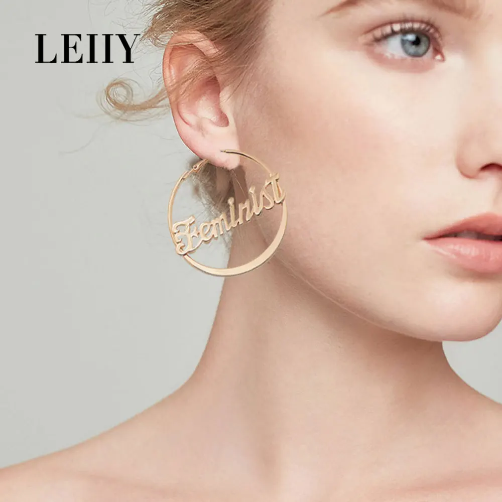 LEIIY массивные большие серьги кольца в форме букв для девушек и женщин женские