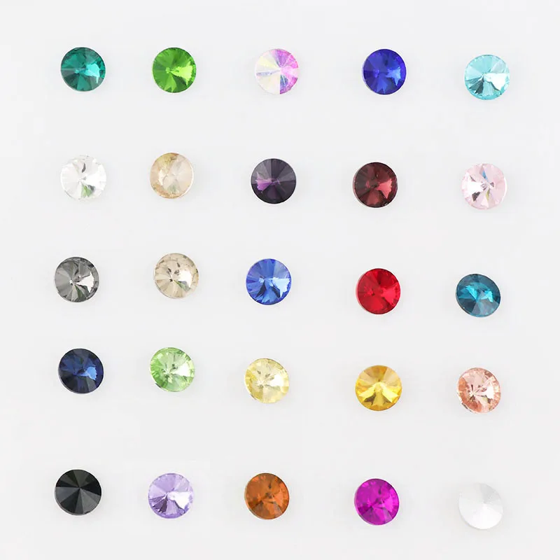 

High Quality 18mm Round Rivoli Pointed Back Crystal Fancy Stone Glass Stones For DIY Wedding Dress Jewelry Stones Beads