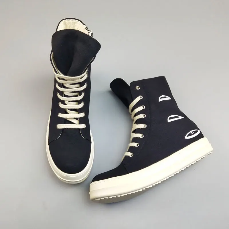 New Arrivals Men Casual Canvas Shoes High Luxury Trainers Lace-Up Zip Spring Male Basic Black Gym Boots Brand Flats | Обувь
