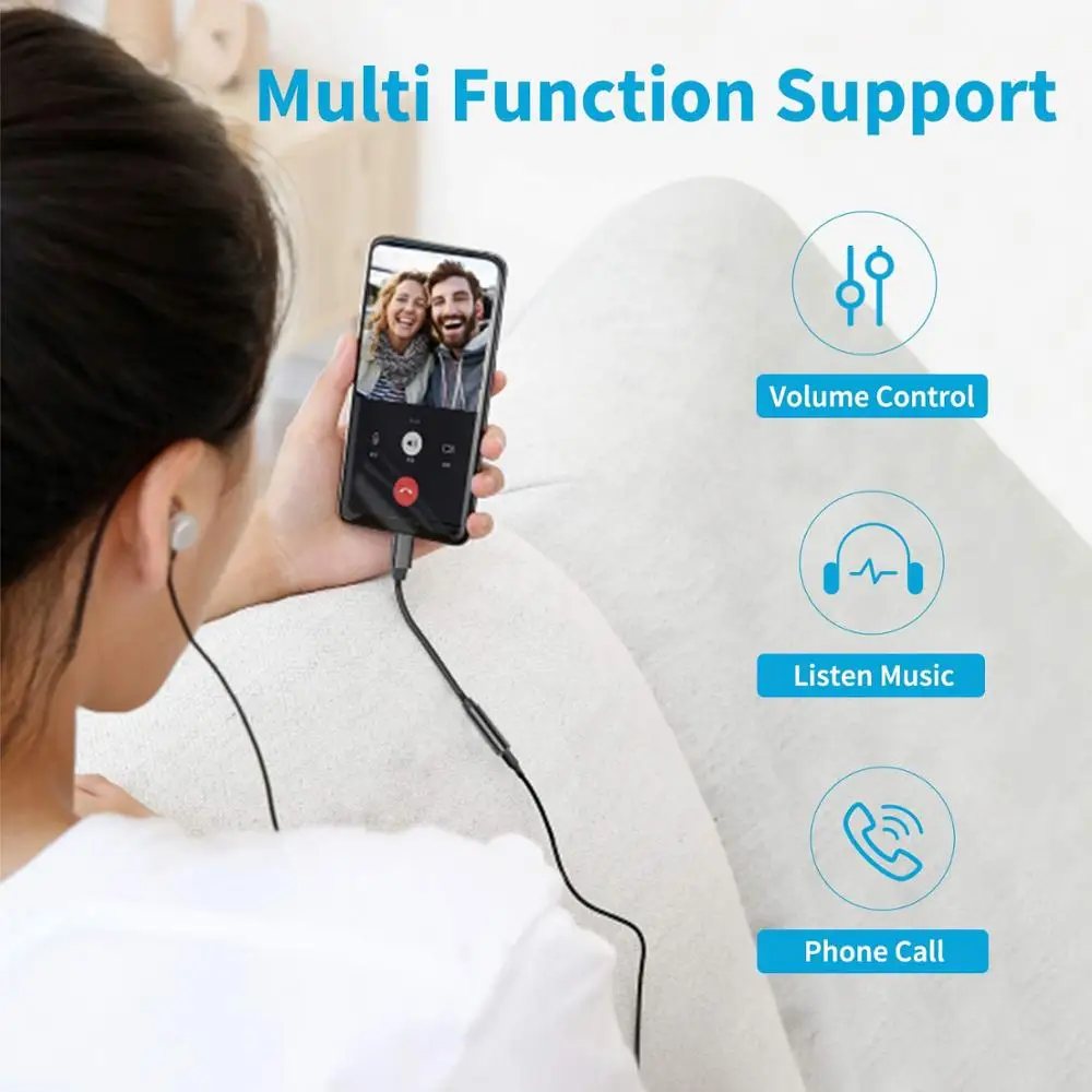 USB Type-C to 3.5mm Headphone Jack AUX Audio Cable Adapter for Samsung LG Nexus Oneplus Nokia Xiaomi Huawei Type C Smart Phones | Мобильные