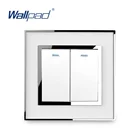 2 клавиши, 2 канала, выключатель света, роскошная акриловая панель с серебряной рамкой, настенный выключатель с кнопкой, зеркальная панель, 16 А